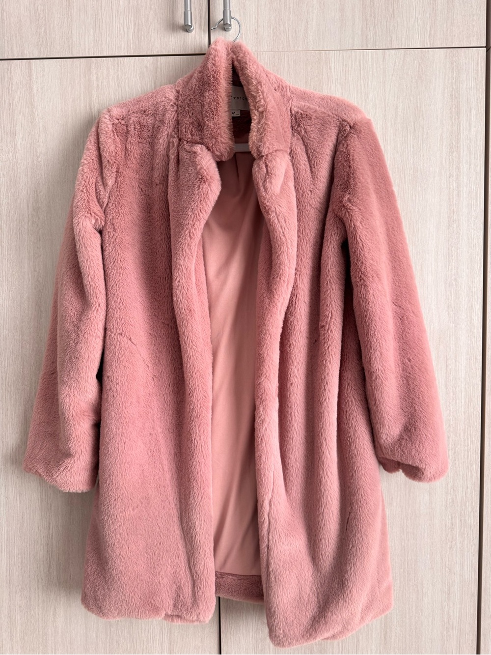 Paper Crane Plush Teddy Jacket in Rose Pink Sz M